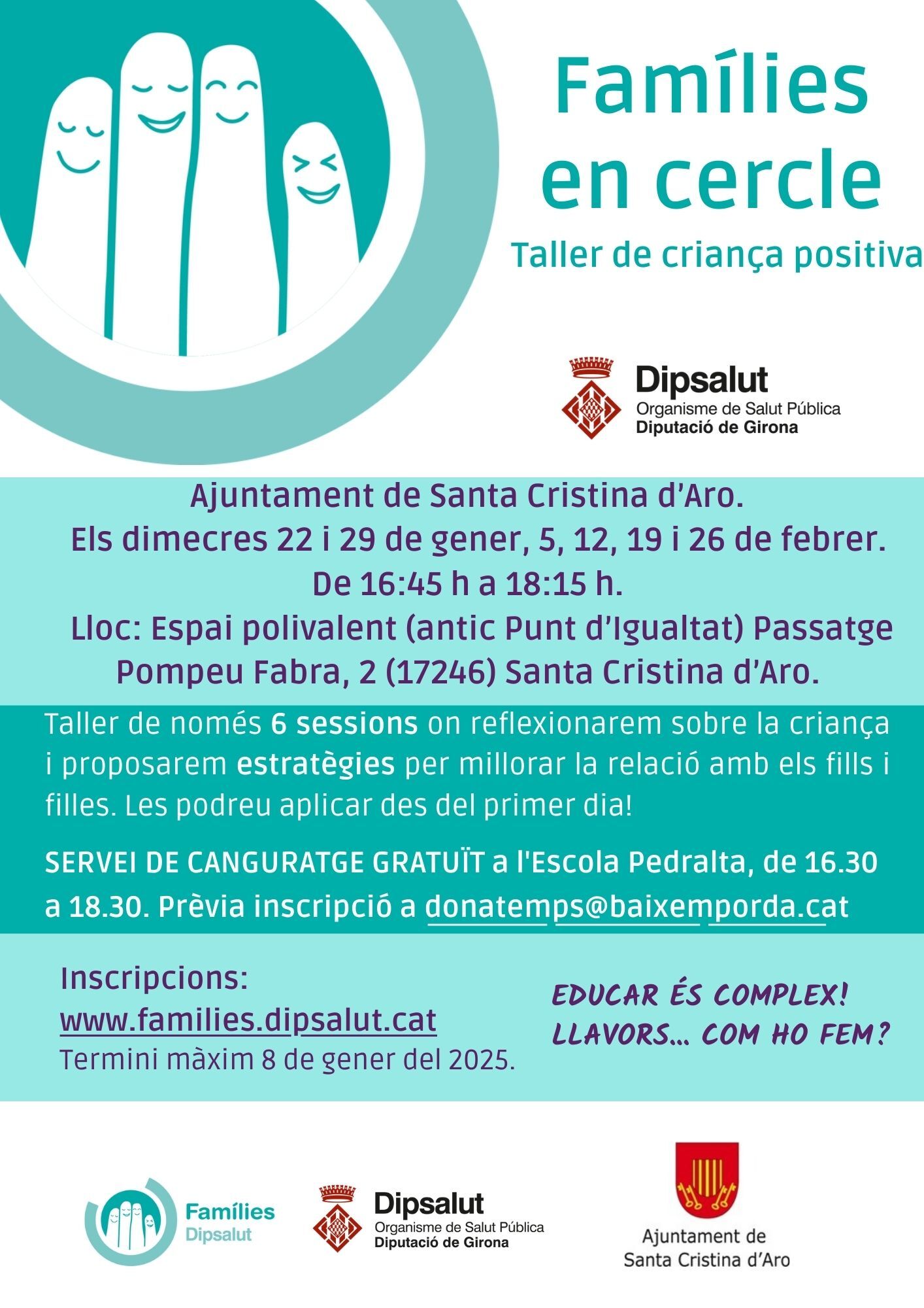 Cartell Famílies en cercle Taller de Criança Positiva de Dipsalut