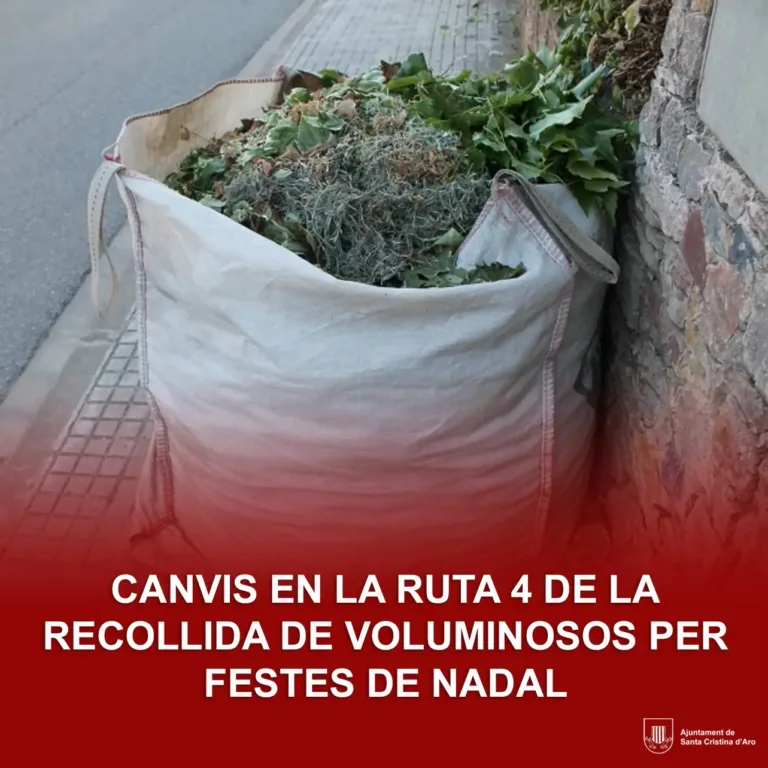 CANVIS EN LA RUTA 4 DE LA RECOLLIDA DE VOLUMINOSOS PER FESTES DE NADAL
