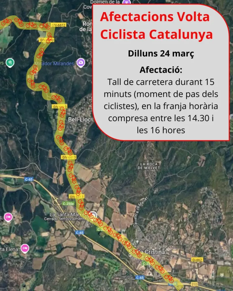 Afectació Volta Ciclista Catalunya 24 març