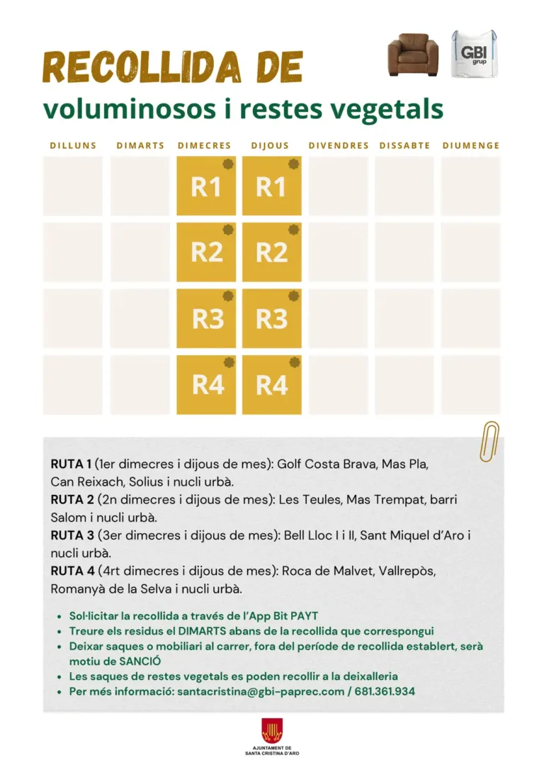 RECOLLIDA RESTES VEGETALS I VOLUMINOSOS