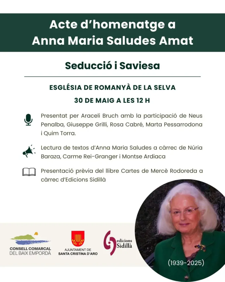 SEDUCCIÓ I SAVIESA, acte d’homenatge a Anna Maria Saludes Amat