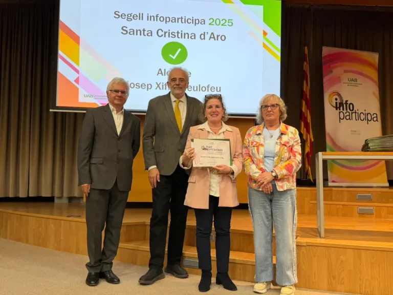 L’Ajuntament de Santa Cristina d’Aro rep el Segell Infoparticipa 2025 amb una puntuació del 85,19%