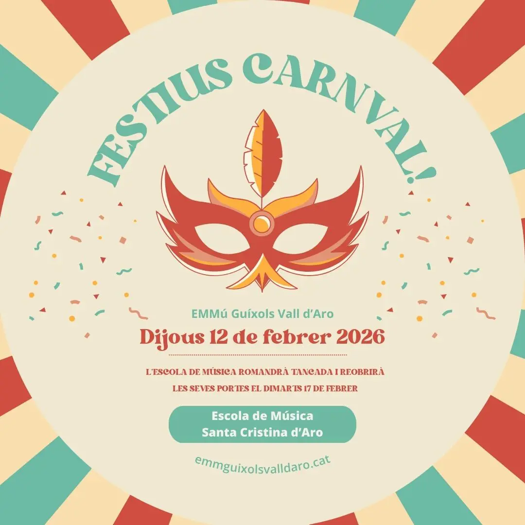 L’Escola de Música de Santa Cristina d’Aro romandrà tancada el dijous 12 de febrer per Carnaval
